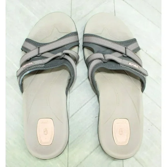 Teva Brown Nylon Slip On Hook & Loop Slide Casual Sandals Size 8 - Picture 7 of 9